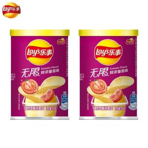 乐事薯片罐装40g*2桶膨化食品土豆片办公室解馋小零食休闲食品小吃(番茄味)
