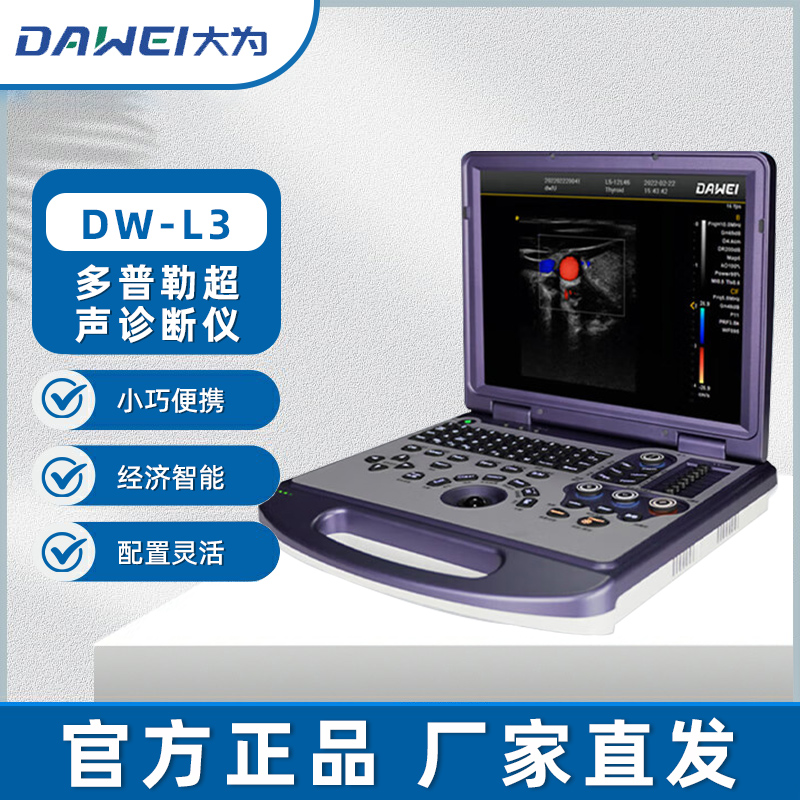 大为医疗(DAWEI)便携式笔记本彩色多普勒超声诊断仪DW-L3+凸阵探头+线阵探头 医用彩超机医院用妇产科B超机