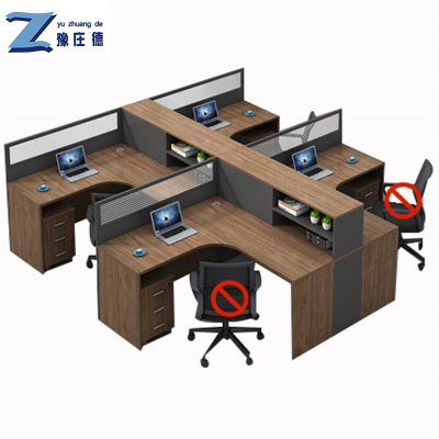 豫庄德工位办公桌干字四人套