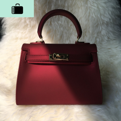 包包女2020新款磨砂凯莉包单肩斜挎新娘手提婚包NEW LAKE 酒红长宽高25*10*20cm女士手提包