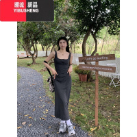 YIBUSHENG橘子树在哪儿背心吊带裙女季纯欲收腰长款针织连衣裙