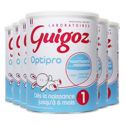 法国进口 古戈氏Guigoz 1段奶粉 经典配方 小乖兔蓝罐0-6个月900g*6罐装