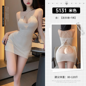 霏慕午夜魅力性感夜店弹力包臀裙情趣内衣制服衣服女交叉系带露背连衣裙女式情趣睡衣睡裙床上衣服5131