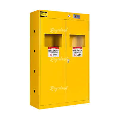 洛诗莲 LSL4041370气瓶柜全钢气体防爆柜气罐储存柜 黄色三瓶二代报警