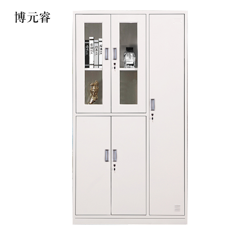 博元睿钢制五门玻璃更衣柜员工柜铁皮职工储物柜带锁文件柜鞋柜资料柜子