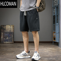 HLCOMAN2025夏季新款拼接运动短裤男纯色简约休闲五分裤美式宽松直筒中裤