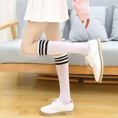 长筒袜子女夏季薄款条纹中筒袜潮透气高筒足球日系学生JK小腿袜聿垣格