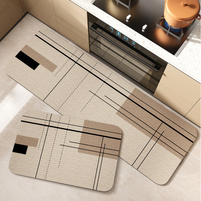 硅藻泥厨房专用地垫防滑防油垫子法式高级感脚垫可擦免洗长条地毯