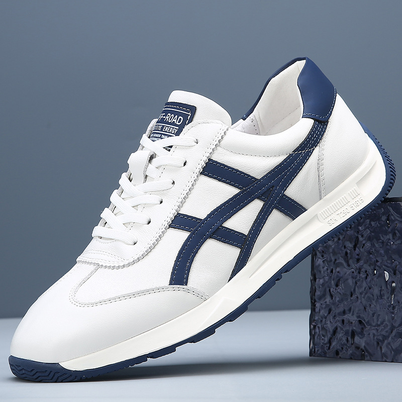 头层牛皮阿甘男鞋透气软底休闲运动鞋男款高端潮流百搭时尚小白鞋