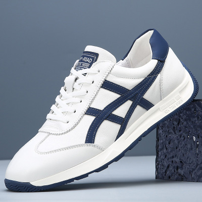 头层牛皮阿甘男鞋透气软底休闲运动鞋男款高端潮流百搭时尚小白鞋