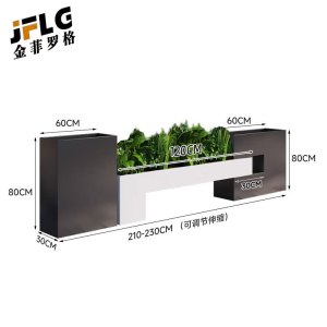 苏宁 金菲罗格 办公家具 户外镀锌板花箱防腐木坐凳座椅组合 花箱花槽210-230CM组合