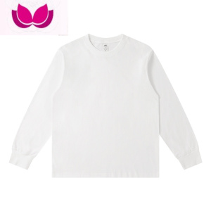 七斓至简t240g白色t恤女 长袖内搭白t打底衫宽松圆领上衣