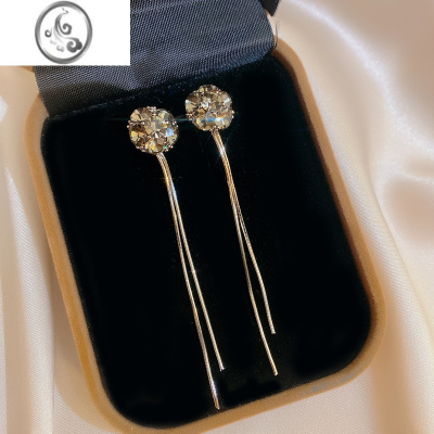 JiMi高级感灰s925银针耳钉流苏长款冷淡风耳饰2023年新款潮轻奢耳环女