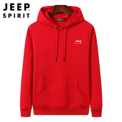 JEEP吉普卫衣男士新款连帽春秋休闲韩版潮流宽松学生户外百搭长袖红色XL