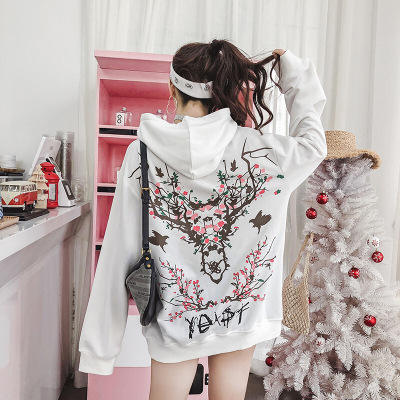 迪鲁奥（DILUAO)2021年秋季冬新款oversize国情侣装连帽卫衣男青春流行帽衫外套ins上衣