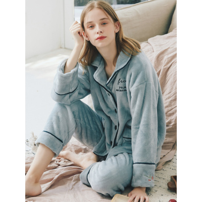 冬季珊瑚绒睡衣女加绒加厚法兰绒可外穿2020年新款家居服套装秋冬威珺