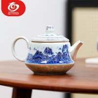 MULTIPOTENT茶壶羊脂玉功夫茶具泡茶壶 单壶精美礼盒装鎏银千里江山茶壶