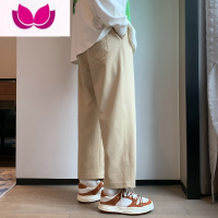 七斓直筒裤男夏季潮流休闲长裤宽松百搭运动裤卡其色潮牌阔腿裤卫裤