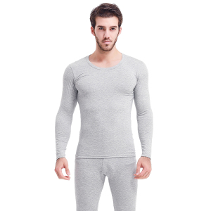浪莎秋衣秋裤男士莫代尔紧身棉毛衫青年春秋季薄款保暖内衣男套装 浅灰色套装 175(XL)