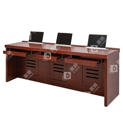 居将 JJ4022307 升降电脑桌多媒体办公桌会议培训桌 2.4米三人位