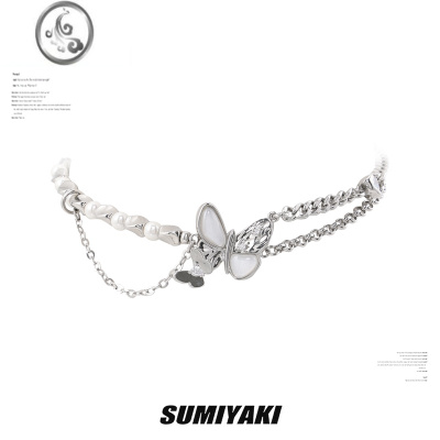 JiMiSUMIYAKI 双生蝴蝶手链小众设计情侣高级感双层夏日ins新款手环