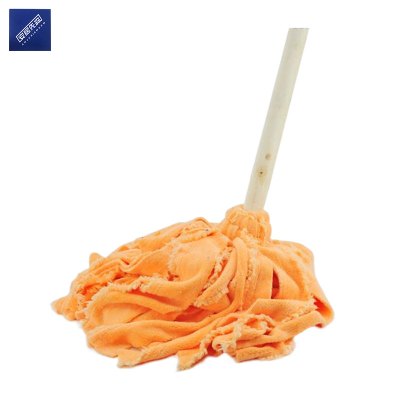 安居先森木杆棉线拖把墩布 彩色绒布款 黄色