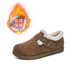 真皮雪地靴女冬季新款加绒保暖棉鞋女复古女鞋休闲百搭小白鞋