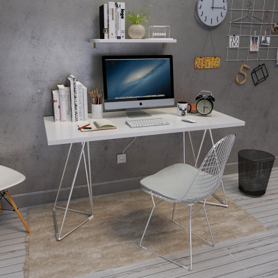 北欧电脑台式桌白色书桌简约实木办公桌卧室家用学生经济型写字台