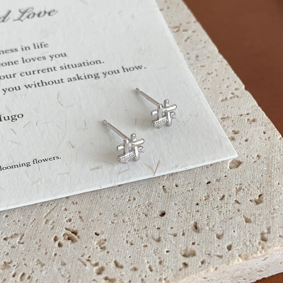 s925纯银镶钻井字网格耳钉轻奢小众高级感精致耳环女日常时尚送女朋友老婆情人节七夕生日礼物