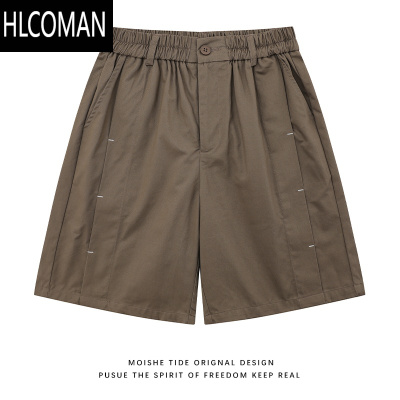 HLCOMANMOISHE TIDE潮牌复古纯色阔腿工装短裤男宽松百搭直筒休闲五分裤