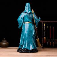 美帮汇关公摆件 铜武关公像店铺供奉彩铜抚须关二爷