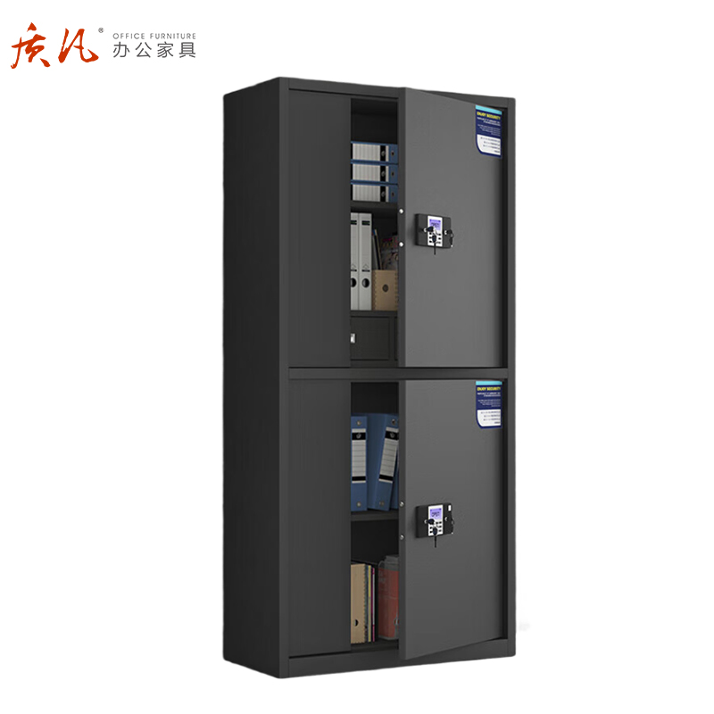 质凡 保密柜通双节带抽黑色/电子密码锁款 /ZF-BMG049/1850*420*900mm(厚度0.8mm)