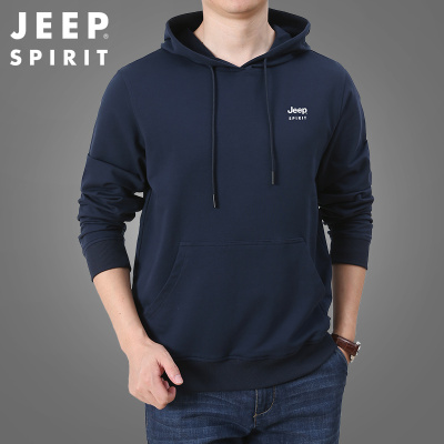 JEEP SPIRIT连帽卫衣男秋冬季新款时尚男装男士运动休闲外套吉普潮款微弹打底衫