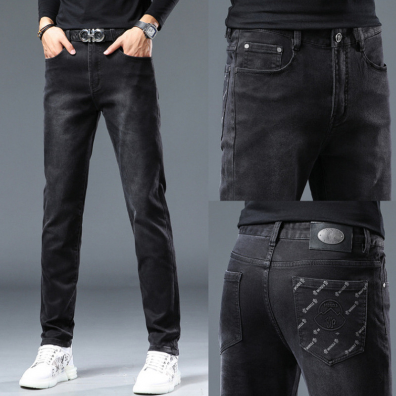 秋冬新款欧洲站轻奢潮牌牛仔裤弹力修身小直筒裤潮流百搭