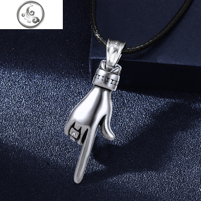 个性钛钢项链男士hiphop锁骨配饰潮人嘻哈手指吊坠毛衣链男生挂件JiMi其他宝石摆件/挂件/把件