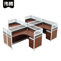 伟樽屏风办公桌四人位带柜280*240*110cm套