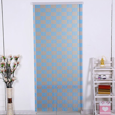 定做帘珠帘闪电客塑料挂帘成品夏季亚克力珠帘隔断客厅卧室玄关防蚊蝇蓝色+浅灰（灯笼）90CM宽X2.2米高（90根）