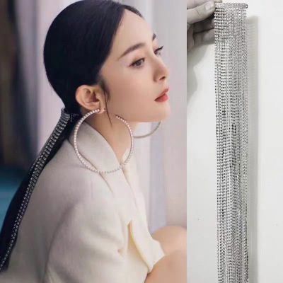 杨幂同款个性夸张长款流苏发夹水钻发饰头饰品弹簧夹马尾夹顶夹女