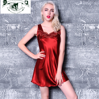 HLCOMAN睡衣女夏睡裙冰丝性感吊带薄款蕾丝大码夏季无袖丝绸吊带睡衣裙睡裙