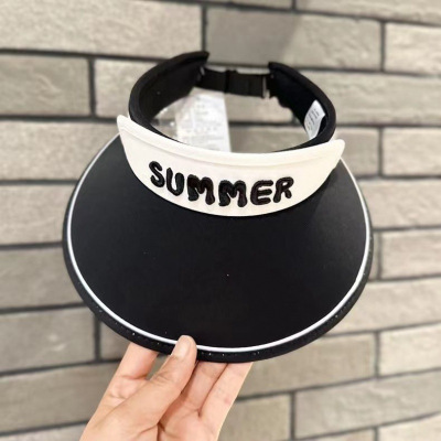 儿童帽子夏季遮阳帽防晒帽韩版男童空顶帽宝宝大檐女孩字母太阳帽