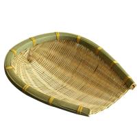 极景竹编簸箕25×24cm筲箕农家手工竹筛青蔑竹筐厨房洗菜沥水蓝装饰晒