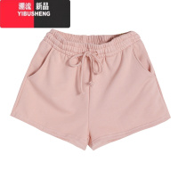 YIBUSHENG港味绿色休闲裤女春季松紧抽绳宽松显瘦居家睡裤高腰阔腿短款裤子
