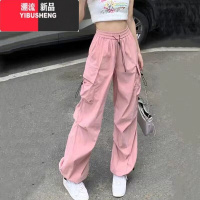 YIBUSHENG美式复古工装休闲裤女春秋百搭直筒显瘦束脚长裤宽松阔腿裤子ins