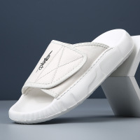 夏季头层牛皮拖鞋男士家居室内高端休闲凉拖软底防滑白色男拖鞋