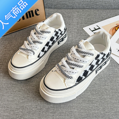 SUNTEKkaalixto帆布鞋女春夏透气休闲小众百搭学生原创厚底板鞋女鞋ins