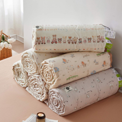 A类母婴级全棉有氧双层纱夏凉被四件套20%大豆被纯棉可机洗薄被子