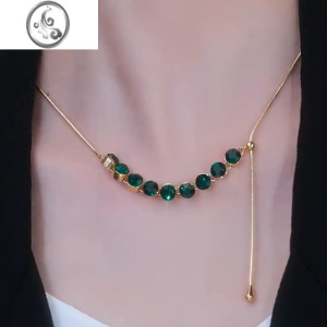 JiMi可调节多戴式项链女2022年新款潮锁骨链小众设计高级感轻奢冷淡风 绿色项链