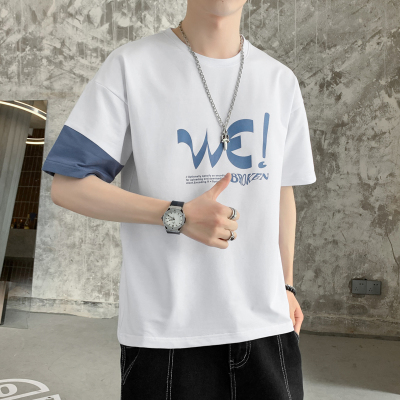 华中铭旗舰店2021新款夏季短袖T恤男士圆领五分袖打底衫半袖体恤原创潮牌青少年时尚潮流学生百搭帅气港风宽松男装