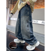 男童牛仔裤大儿童秋冬装加绒裤子新款秋款加厚工装长裤痞帅潮