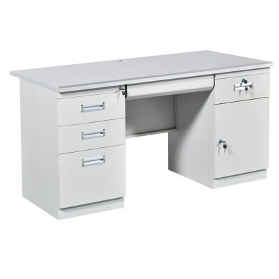 慧采云 钢制办公桌铁皮电脑桌带抽屉员工写字台职员单人财务桌办公桌1.2m